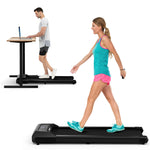 Walking Pad 2 in 1 Under Desk Treadmill 2.25 HP Portable Walking Jogging Machine for Home Office with Remote Control & LED Display