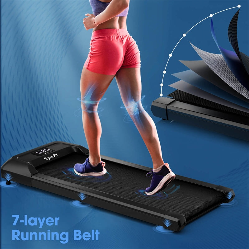 Walking Pad 2 in 1 Under Desk Treadmill 2.25 HP Portable Walking Jogging Machine for Home Office with Remote Control & LED Display