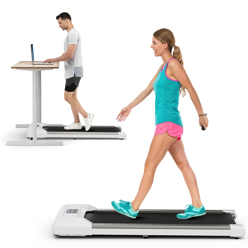 Walking Pad 2 in 1 Under Desk Treadmill 2.25 HP Portable Walking Jogging Machine for Home Office with Remote Control & LED Display