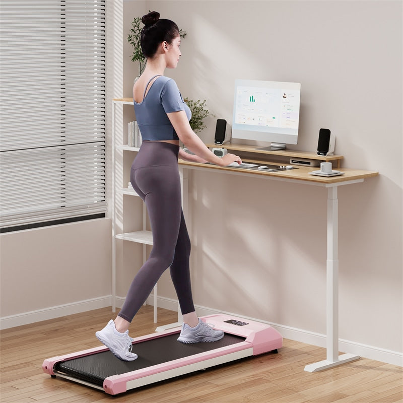 Walking Pad 2 in 1 Under Desk Treadmill 2.25 HP Portable Walking Jogging Machine for Home Office with Remote Control & LED Display