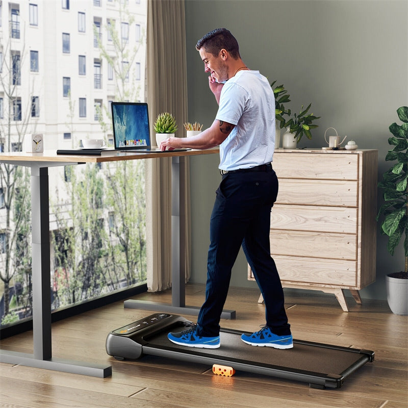 Walking Pad 2-in-1 Under Desk Treadmill 265 lbs Capacity with Watch-Like Remote Control & LED Touch Screen for Home Office