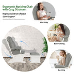 Nursery Glider and Ottoman Cushion Set Wooden Baby Glider Rocker Living Room Rocking Chair with Padded Armrests & Detachable Cushion