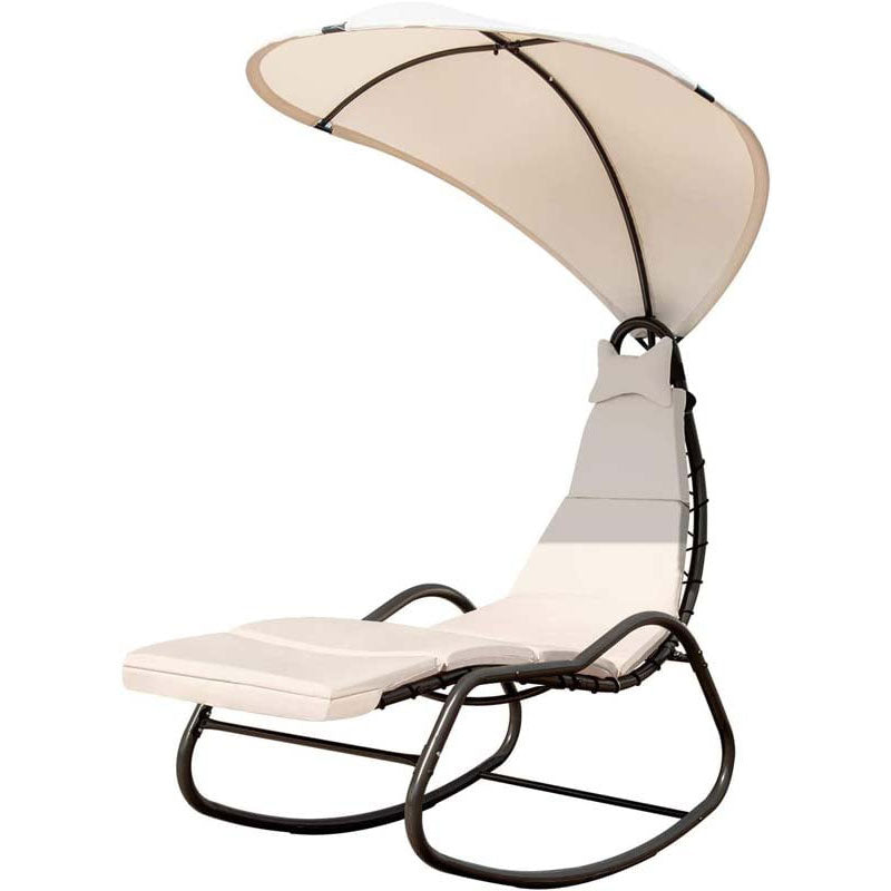 Patio Hanging Chaise Lounge Swing Lounge Chair with Removable Canopy