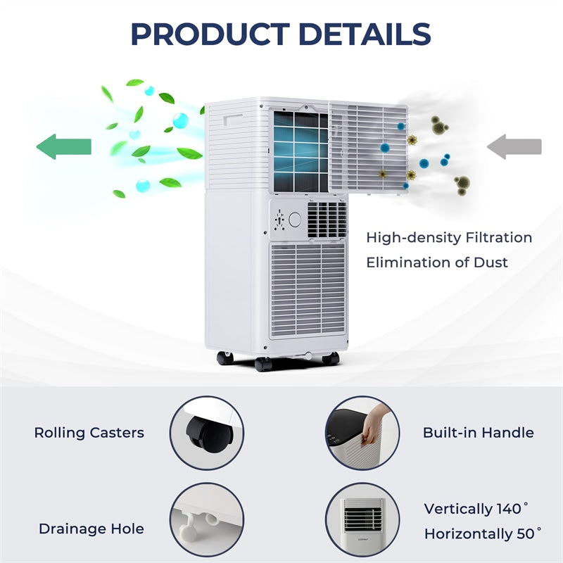 10000 BTU Portable Air Conditioner 4-in-1 AC Unit with Fan Dehumidifier Mode & Remote Control