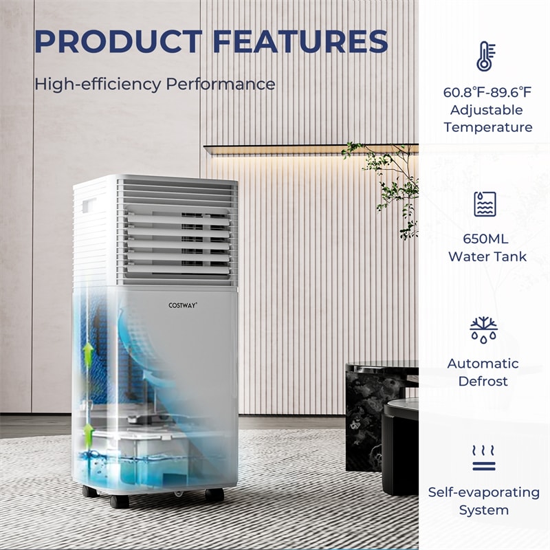 10000 BTU Portable Air Conditioner 4-in-1 AC Unit with Fan Dehumidifier Mode & Remote Control