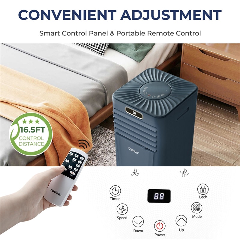 6000 BTU Portable Air Conditioner Cools 350 Sq.ft with Remote Control, 10000 BTU ASHRAE 3-in-1 Air Cooler w/ Drying Fan Sleep Mode for Home