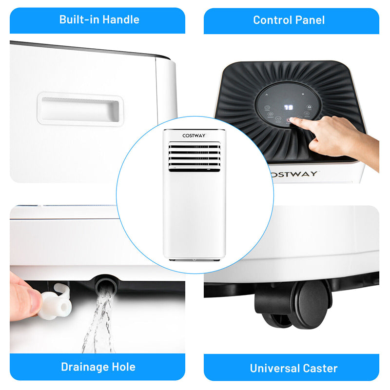 10000 BTU Portable Air Conditioner 3-in-1 Evaporative Air Cooler Dehumidifier Cooling Fan with Remote Control & Universal Casters