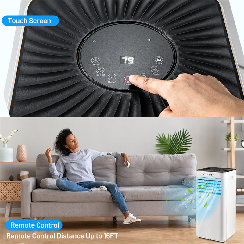 10000 BTU Portable Air Conditioner 3-in-1 Evaporative Air Cooler Dehumidifier Cooling Fan with Remote Control & Universal Casters