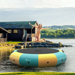 10FT Inflatable Water Trampoline Floating Lake Trampoline with 500W Electric Inflator & Rope Ladder, Recreational Water Bouncer for Pool