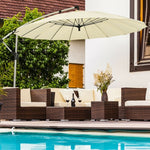 10 Ft Outdoor Patio Offset Umbrella Cantilever Umbrella with Crank & Cross Base