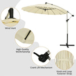 10 Ft Outdoor Patio Offset Umbrella Cantilever Umbrella with Crank & Cross Base