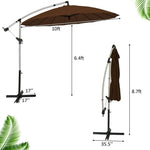 10 Ft Outdoor Patio Offset Umbrella Cantilever Umbrella with Crank & Cross Base