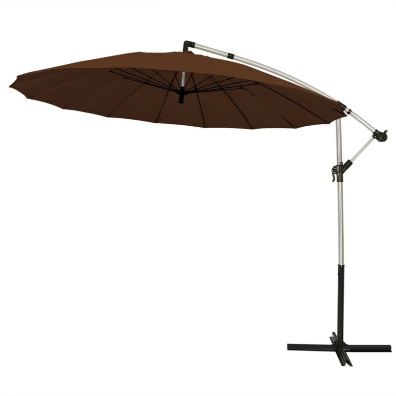 10 Ft Outdoor Patio Offset Umbrella Cantilever Umbrella with Crank & Cross Base