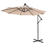 10 Ft Outdoor Cantilever Umbrella Solar Powered Offset Patio Umbrella with 32 LED Lights & Tilting Adjustment