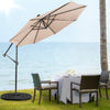 10 Ft Outdoor Cantilever Umbrella Solar Powered Offset Patio Umbrella with 32 LED Lights & Tilting Adjustment