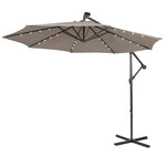 10 Ft Outdoor Cantilever Umbrella Solar Powered Offset Patio Umbrella with 32 LED Lights & Tilting Adjustment