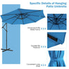 10 Ft Outdoor Cantilever Umbrella Solar Powered Offset Patio Umbrella with 32 LED Lights & Tilting Adjustment