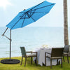 10 Ft Outdoor Cantilever Umbrella Solar Powered Offset Patio Umbrella with 32 LED Lights & Tilting Adjustment