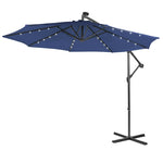 10 Ft Outdoor Cantilever Umbrella Solar Powered Offset Patio Umbrella with 32 LED Lights & Tilting Adjustment