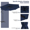 10 Ft Outdoor Cantilever Umbrella Solar Powered Offset Patio Umbrella with 32 LED Lights & Tilting Adjustment