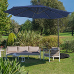 10 Ft Outdoor Cantilever Umbrella Solar Powered Offset Patio Umbrella with 32 LED Lights & Tilting Adjustment