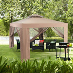 10’ x 10’ Outdoor Gazebo Patio Canopy Gazebo Steel Garden Gazebo Lawn Shelter Tent Structure with Mosquito Netting for Party Picnic