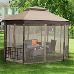 10’ x 12’ Patio Gazebo Canopy Heavy Duty Octagon Outdoor Gazebo with Netting Sidewalls & 2-Tier Ventilated Roof