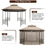 10’ x 12’ Patio Gazebo Canopy Heavy Duty Octagon Outdoor Gazebo with Netting Sidewalls & 2-Tier Ventilated Roof