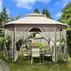 10’ x 12’ Patio Gazebo Canopy Heavy Duty Octagon Outdoor Gazebo with Netting Sidewalls & 2-Tier Ventilated Roof