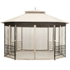 10’ x 12’ Patio Gazebo Canopy Heavy Duty Octagon Outdoor Gazebo with Netting Sidewalls & 2-Tier Ventilated Roof