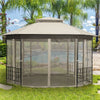 10’ x 12’ Patio Gazebo Canopy Heavy Duty Octagon Outdoor Gazebo with Netting Sidewalls & 2-Tier Ventilated Roof