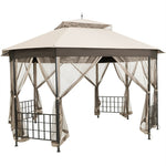 10’ x 12’ Patio Gazebo Canopy Heavy Duty Octagon Outdoor Gazebo with Netting Sidewalls & 2-Tier Ventilated Roof