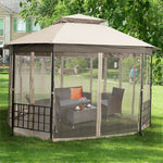 10’ x 12’ Patio Gazebo Canopy Heavy Duty Octagon Outdoor Gazebo with Netting Sidewalls & 2-Tier Ventilated Roof