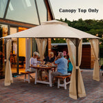 10' x 12' Patio Gazebo Replacement Canopy Top 2-Tier CPAI-84 Outdoor Canopy Top Cover with Air Vent & Drainage Holes