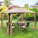 10' x 12' Patio Gazebo Replacement Canopy Top 2-Tier CPAI-84 Outdoor Canopy Top Cover with Air Vent & Drainage Holes