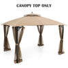 10' x 12' Patio Gazebo Replacement Canopy Top 2-Tier CPAI-84 Outdoor Canopy Top Cover with Air Vent & Drainage Holes