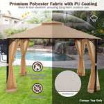 10' x 12' Patio Gazebo Replacement Canopy Top 2-Tier CPAI-84 Outdoor Canopy Top Cover with Air Vent & Drainage Holes