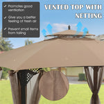 10' x 12' Patio Gazebo Replacement Canopy Top 2-Tier CPAI-84 Outdoor Canopy Top Cover with Air Vent & Drainage Holes