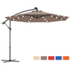 10' Solar LED Offset Patio Umbrella Hanging Market Umbrella Sun Shade with Heavy-Duty Cross Base