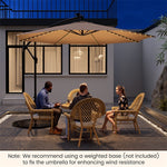 10FT Offset Cantilever Patio Umbrella with 112 Solar LED Lights & Adjustable Crank Tilt, 8 Ribs Outdoor Auto Tilt Market Umbrella