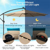 10FT Offset Cantilever Patio Umbrella with 112 Solar LED Lights & Adjustable Crank Tilt, 8 Ribs Outdoor Auto Tilt Market Umbrella