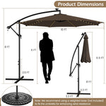 10FT Offset Cantilever Patio Umbrella with 112 Solar LED Lights & Adjustable Crank Tilt, 8 Ribs Outdoor Auto Tilt Market Umbrella