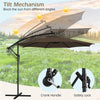 10FT Offset Cantilever Patio Umbrella with 112 Solar LED Lights & Adjustable Crank Tilt, 8 Ribs Outdoor Auto Tilt Market Umbrella