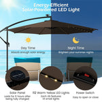 10FT Offset Cantilever Patio Umbrella with 112 Solar LED Lights & Adjustable Crank Tilt, 8 Ribs Outdoor Auto Tilt Market Umbrella