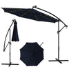 10FT Offset Cantilever Patio Umbrella with 112 Solar LED Lights & Adjustable Crank Tilt, 8 Ribs Outdoor Auto Tilt Market Umbrella