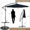 10FT Offset Cantilever Patio Umbrella with 112 Solar LED Lights & Adjustable Crank Tilt, 8 Ribs Outdoor Auto Tilt Market Umbrella