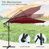 10FT Offset Cantilever Patio Umbrella with 112 Solar LED Lights & Adjustable Crank Tilt, 8 Ribs Outdoor Auto Tilt Market Umbrella