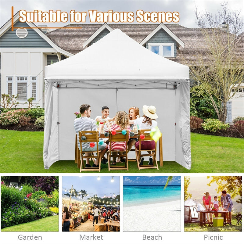 10' x 10' Pop up Canopy Tent Commercial Instant Canopy with 5 Removable Zippered Sidewalls & Adjustable Awning