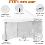 10' x 10' Pop up Canopy Tent Commercial Instant Canopy with 5 Removable Zippered Sidewalls & Adjustable Awning