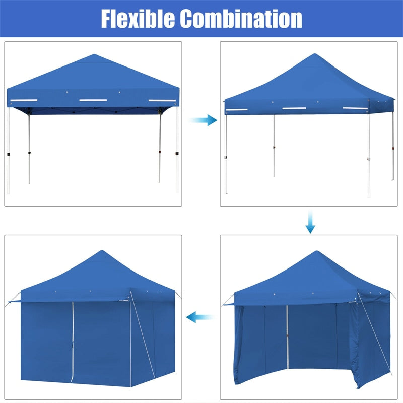 10' x 10' Pop up Canopy Tent Commercial Instant Canopy with 5 Removable Zippered Sidewalls & Adjustable Awning